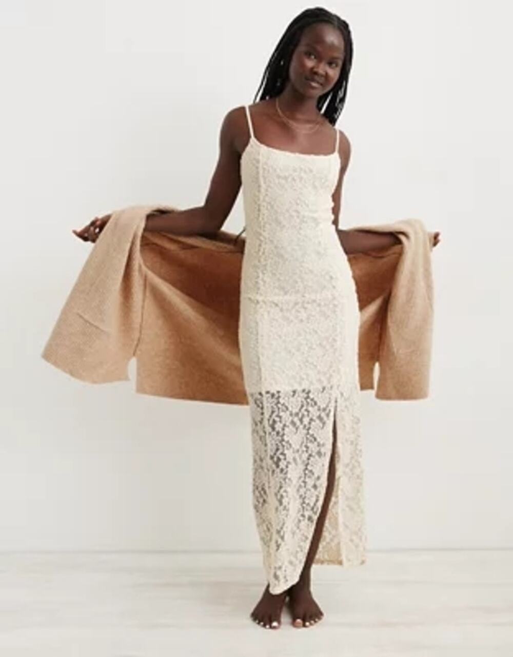 Aerie lace maxi dress cream womens xl feminine romantic Cottagecore whimsy